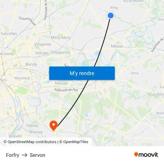 Forfry to Servon map