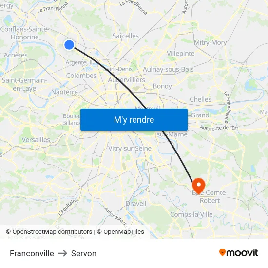 Franconville to Servon map