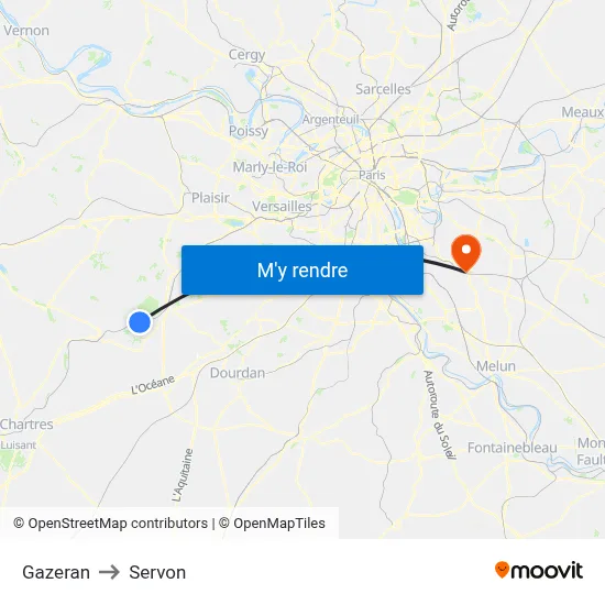 Gazeran to Servon map