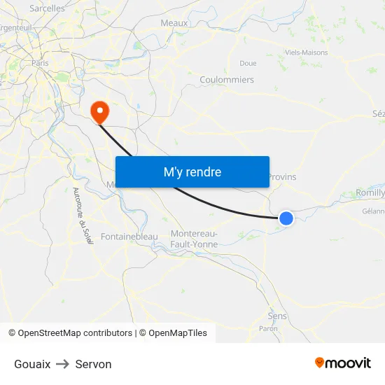 Gouaix to Servon map