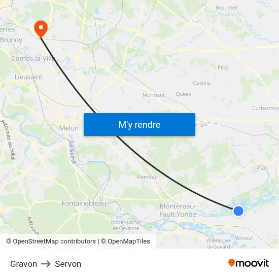 Gravon to Servon map
