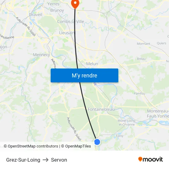 Grez-Sur-Loing to Servon map