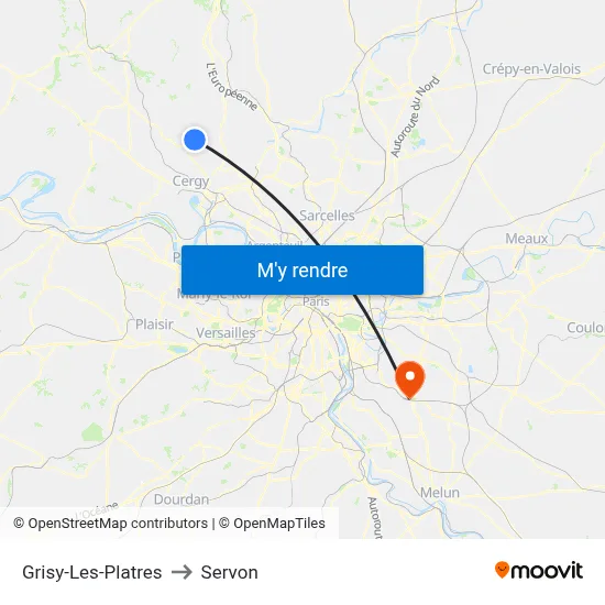 Grisy-Les-Platres to Servon map
