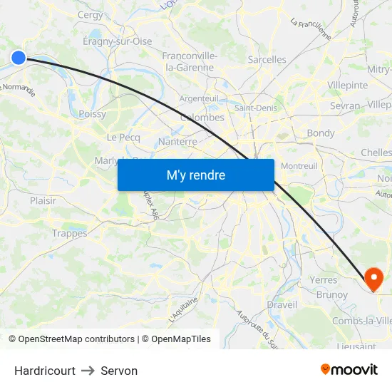 Hardricourt to Servon map