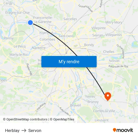 Herblay to Servon map
