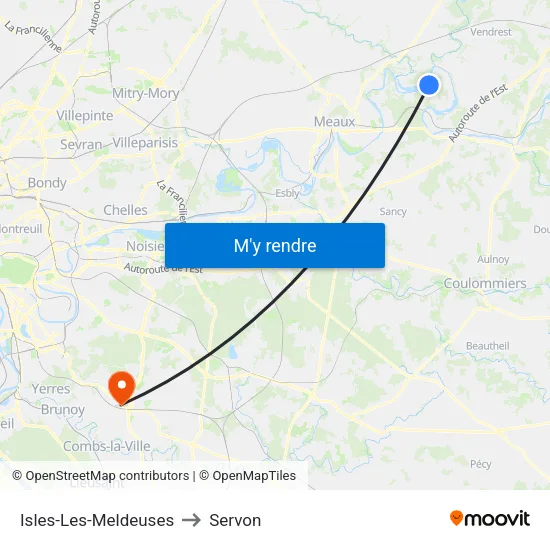 Isles-Les-Meldeuses to Servon map