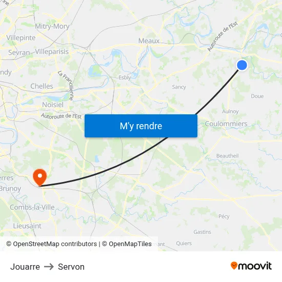 Jouarre to Servon map