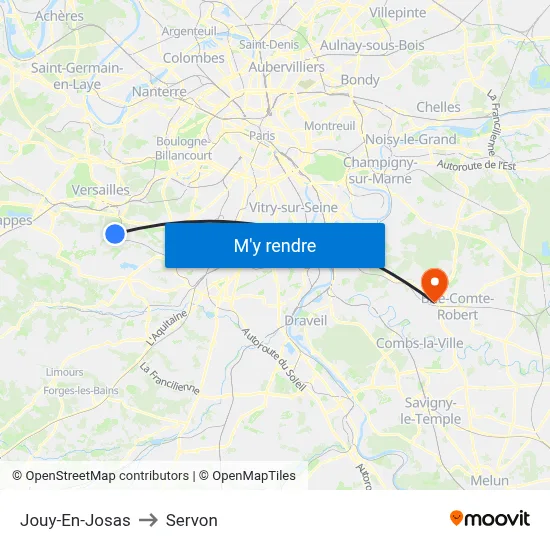 Jouy-En-Josas to Servon map