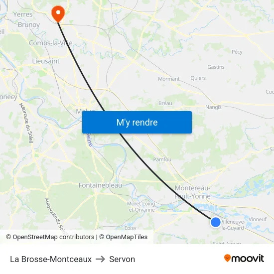 La Brosse-Montceaux to Servon map