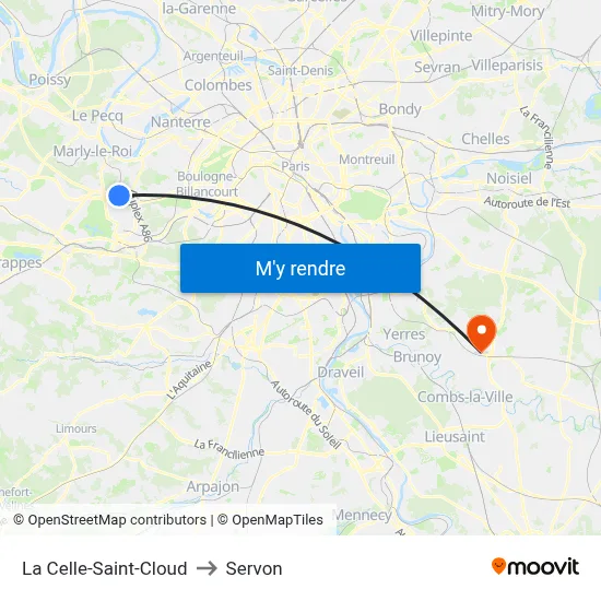 La Celle-Saint-Cloud to Servon map