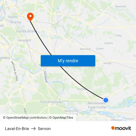 Laval-En-Brie to Servon map