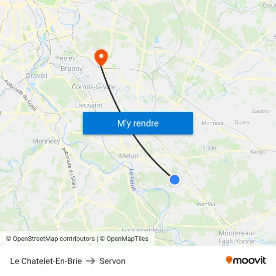 Le Chatelet-En-Brie to Servon map