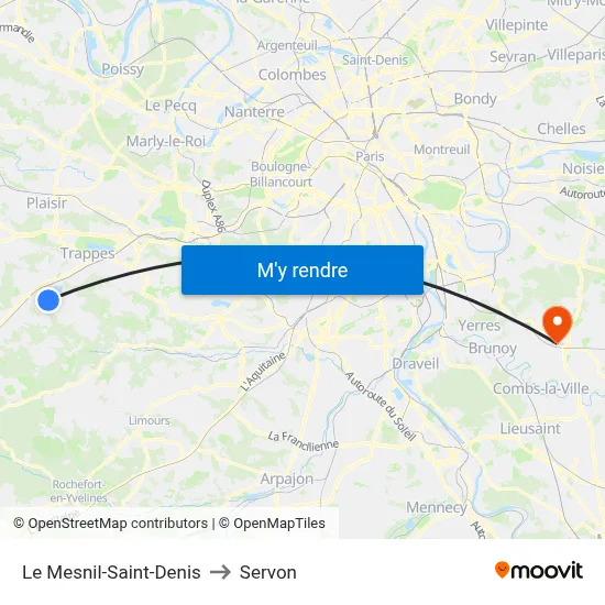 Le Mesnil-Saint-Denis to Servon map