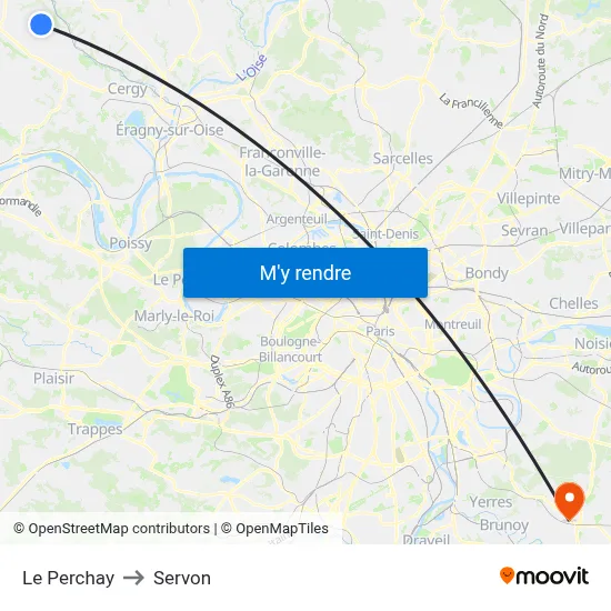 Le Perchay to Servon map