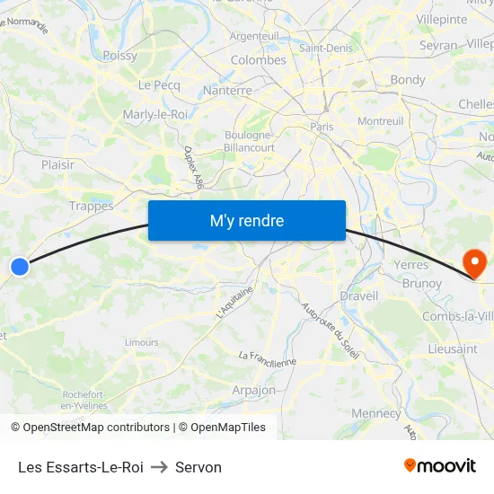Les Essarts-Le-Roi to Servon map