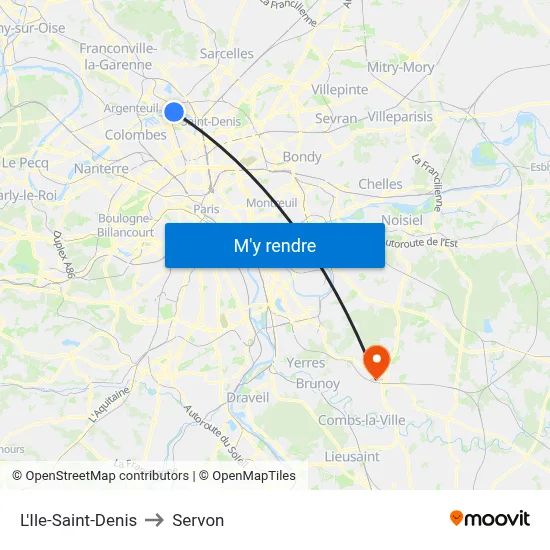 L'Ile-Saint-Denis to Servon map