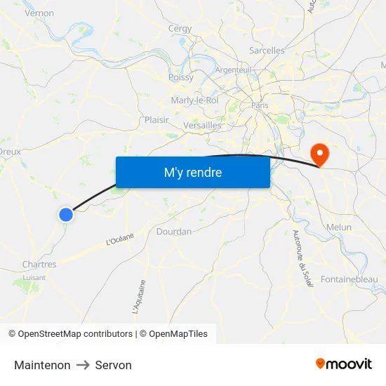 Maintenon to Servon map