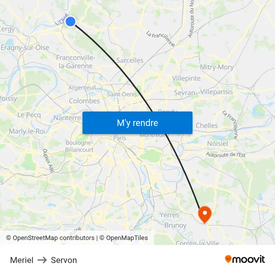 Meriel to Servon map