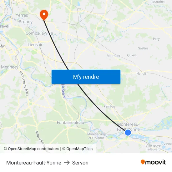 Montereau-Fault-Yonne to Servon map