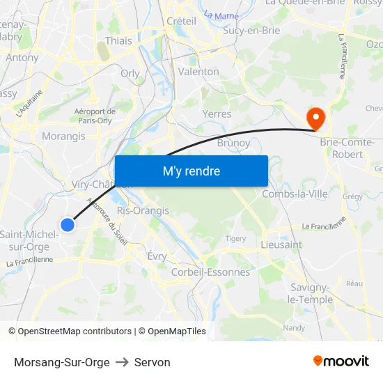 Morsang-Sur-Orge to Servon map