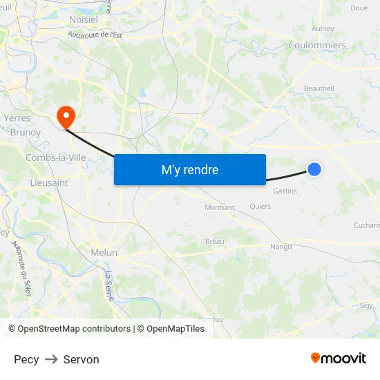 Pecy to Servon map