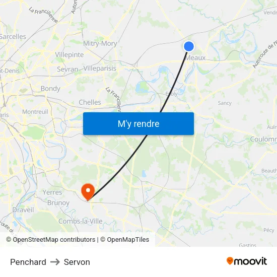 Penchard to Servon map