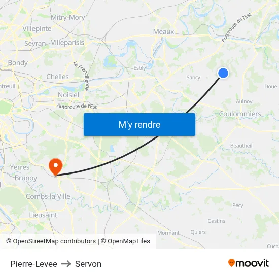 Pierre-Levee to Servon map