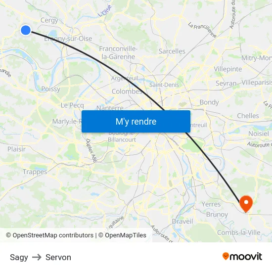 Sagy to Servon map
