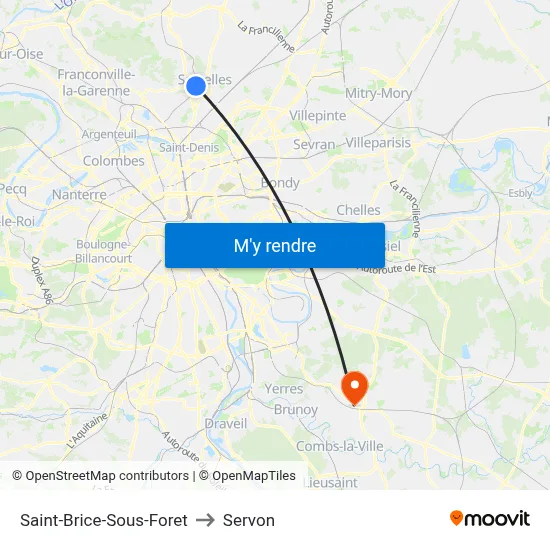 Saint-Brice-Sous-Foret to Servon map