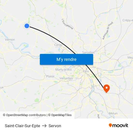 Saint-Clair-Sur-Epte to Servon map