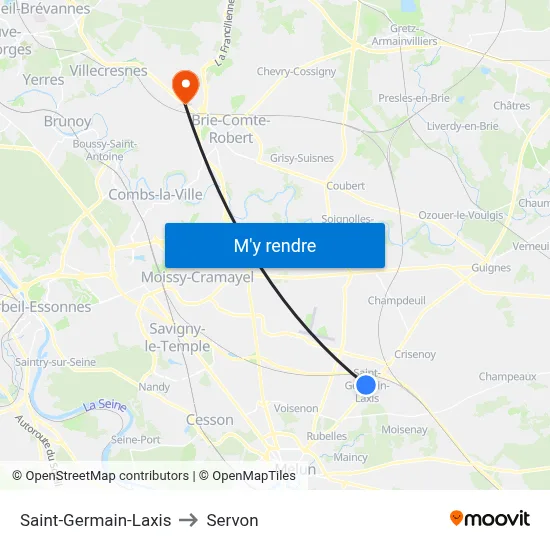Saint-Germain-Laxis to Servon map