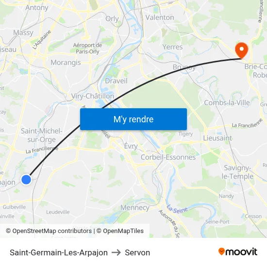 Saint-Germain-Les-Arpajon to Servon map