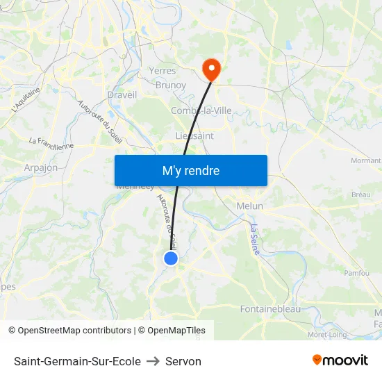 Saint-Germain-Sur-Ecole to Servon map