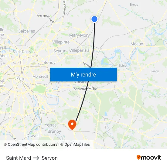 Saint-Mard to Servon map