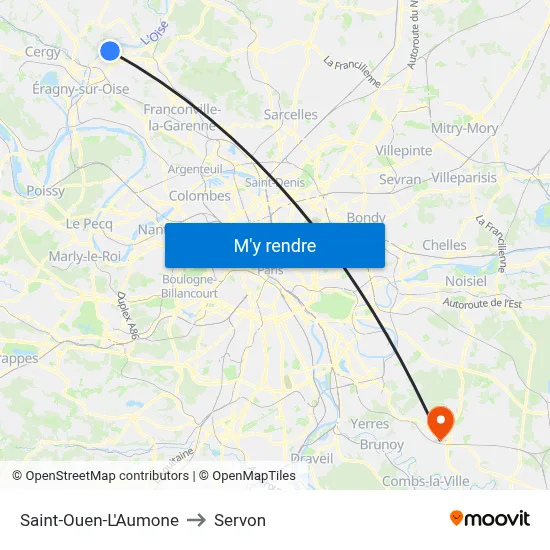Saint-Ouen-L'Aumone to Servon map