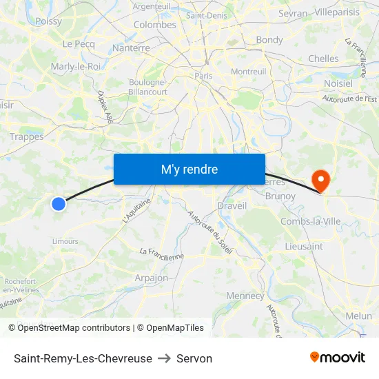 Saint-Remy-Les-Chevreuse to Servon map