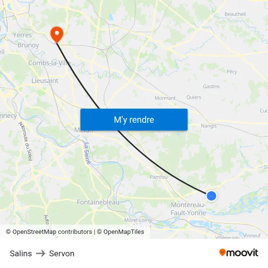Salins to Servon map