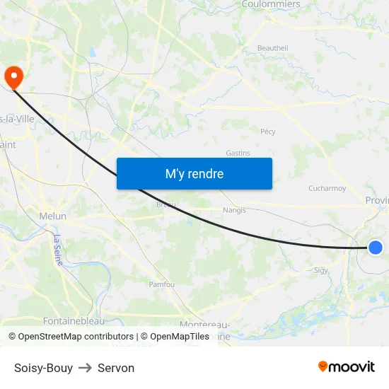Soisy-Bouy to Servon map