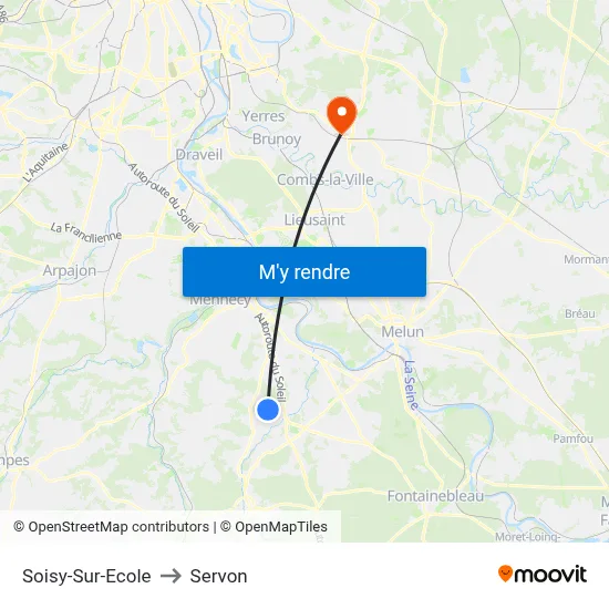 Soisy-Sur-Ecole to Servon map