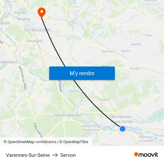 Varennes-Sur-Seine to Servon map