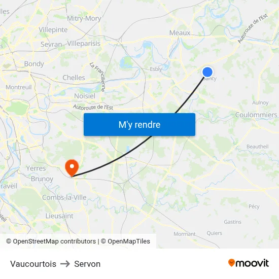 Vaucourtois to Servon map