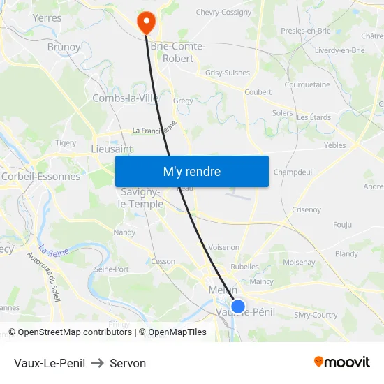 Vaux-Le-Penil to Servon map