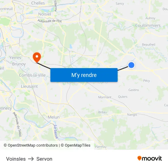 Voinsles to Servon map