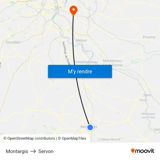 Montargis to Servon map
