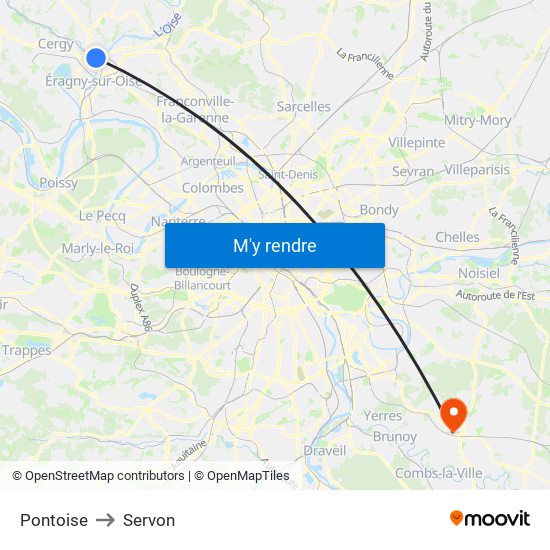 Pontoise to Servon map