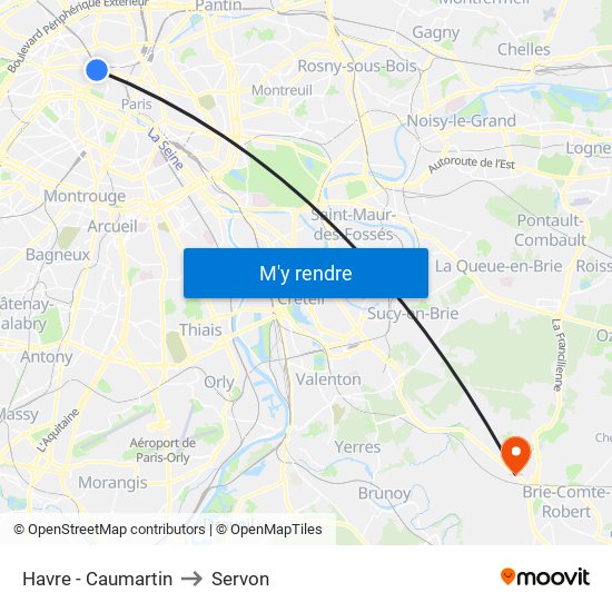 Havre - Caumartin to Servon map