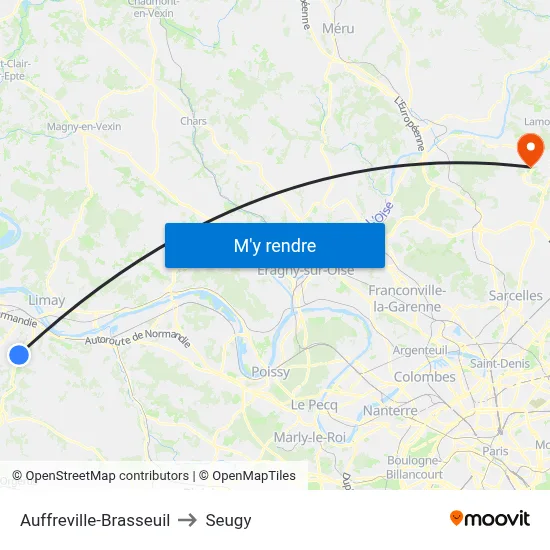 Auffreville-Brasseuil to Seugy map