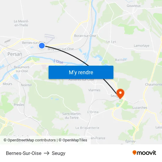 Bernes-Sur-Oise to Seugy map