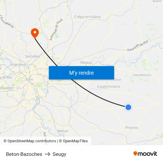 Beton-Bazoches to Seugy map