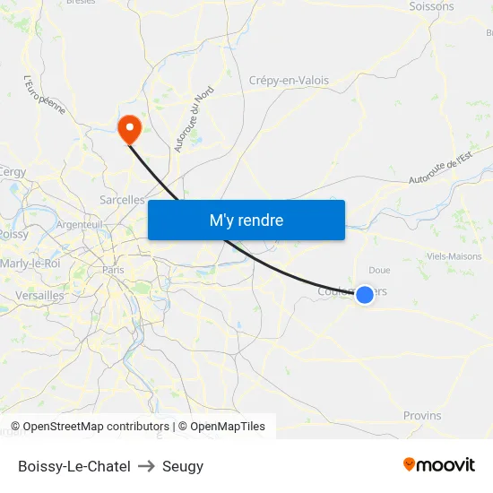 Boissy-Le-Chatel to Seugy map